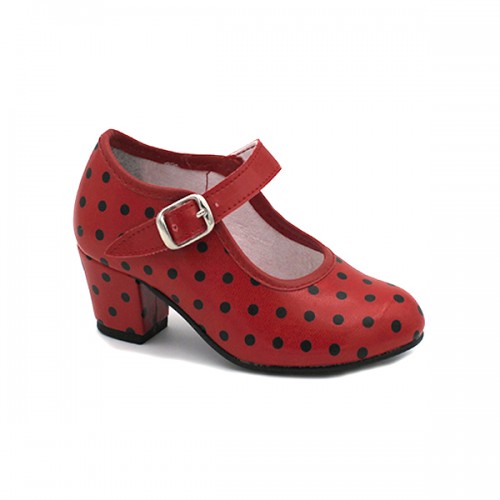 Zapatos de Sevillana Rosas Lunares Negros para Niños - Elegancia y  comodidad para atuendos de flamenca.