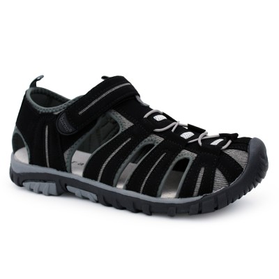 Men Leather insole sport sandals HURAN 1105 - Black