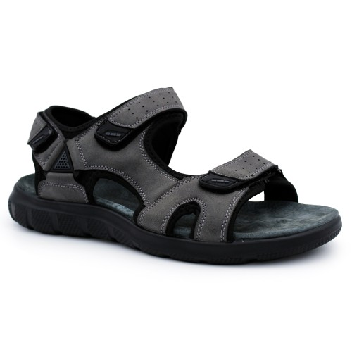 Men leather insole sport sandals 6522 - Grey